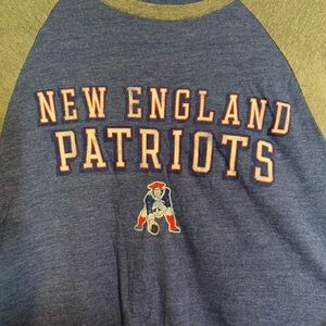 Men’s New England Patriots Fanatics Royal/Heathered Gray Raglan T-Shirt Size Med
